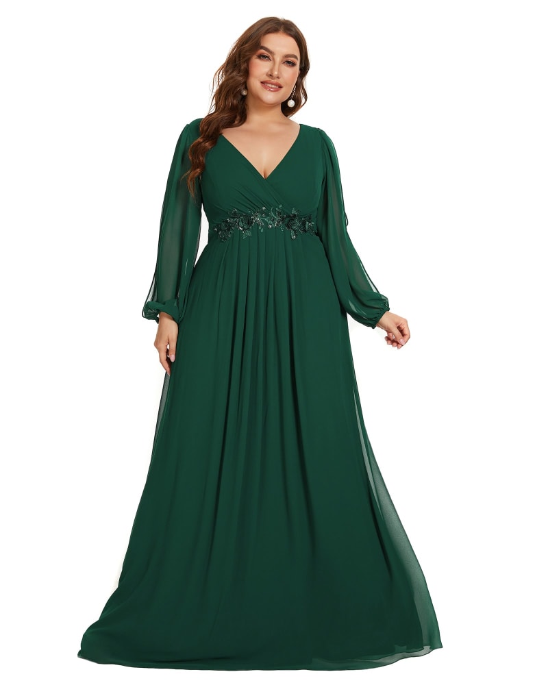 Long sleeve chiffon dress cheap